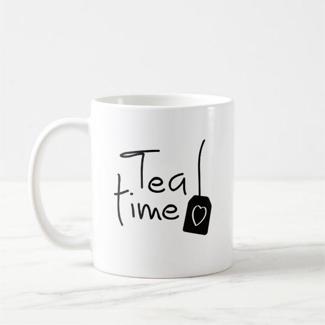Temps de thé de Slogan tea. tasse de thé à boire. (Gauche)