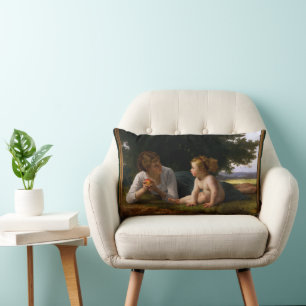 Temptation by William Bouguereau Lumbar Pillow