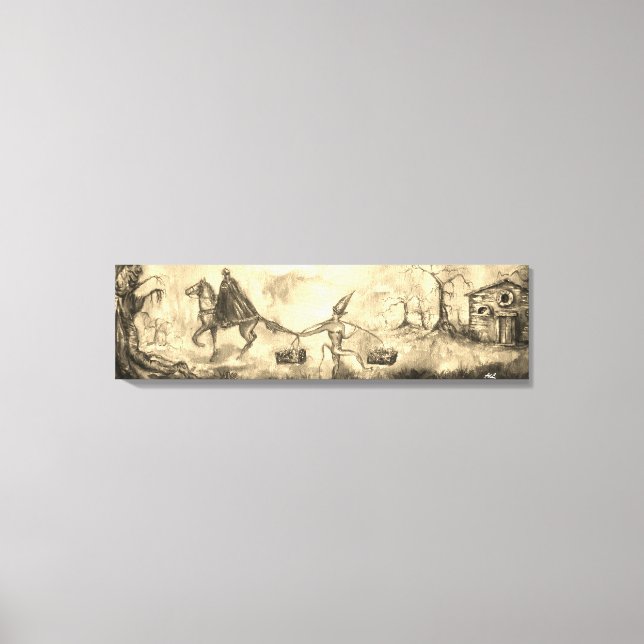 TEMPTATION Dark Knight and Devil's Treasure Sepia Canvas Print (Front)