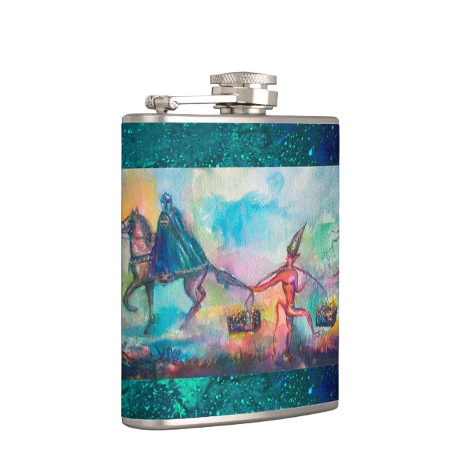 TEMPTATION Dark Knight Devil's Treasure ,Blue Red Hip Flask (Right)