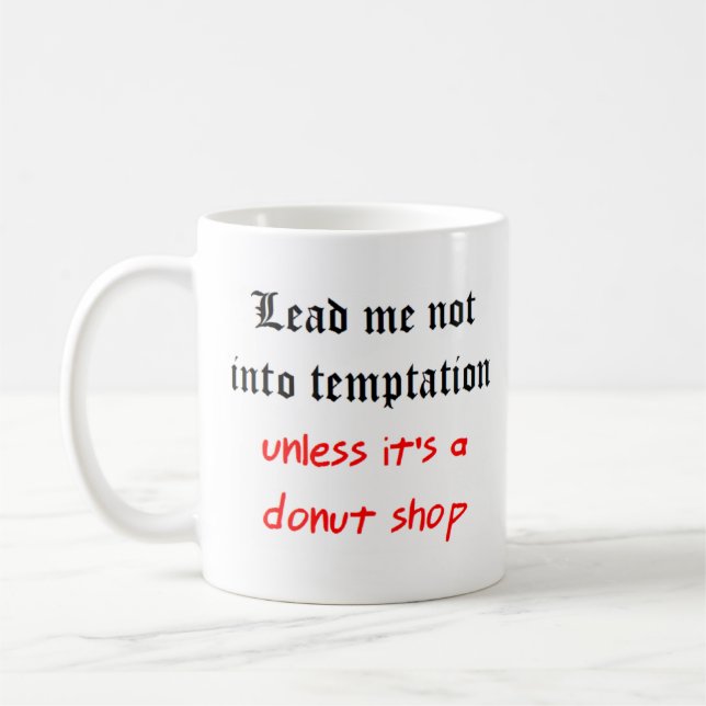 temptation doughnut shop coffee mug (Left)
