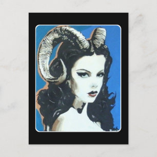 'Temptation in the Magick' Painting on a  Postcard