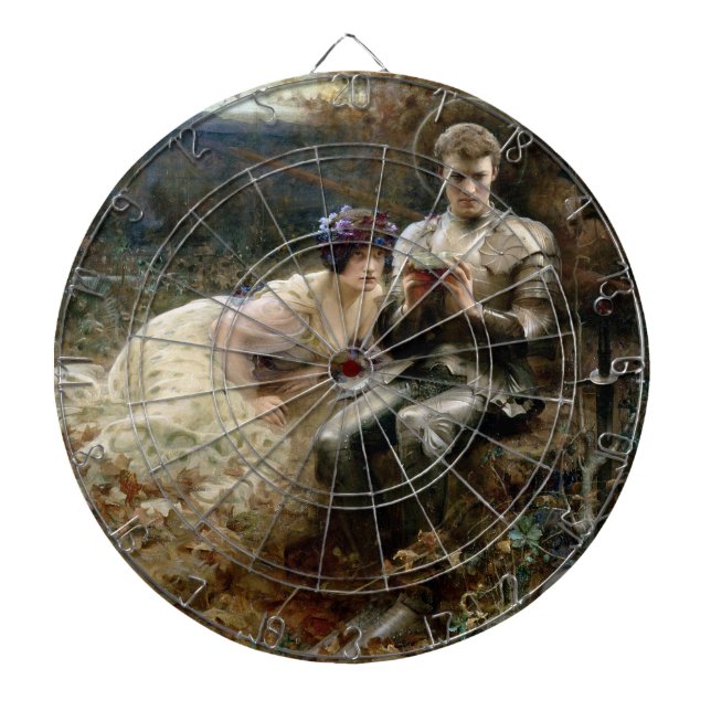 Temptation of Sir Percival (Medieval Knight) Dartboard (Front)