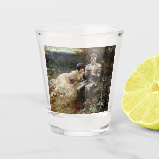 Temptation of Sir Percival (Medieval Knight) Shot Glass (Front)