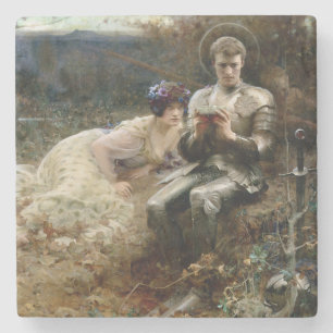 Temptation of Sir Percival (Medieval Knight) Stone Coaster
