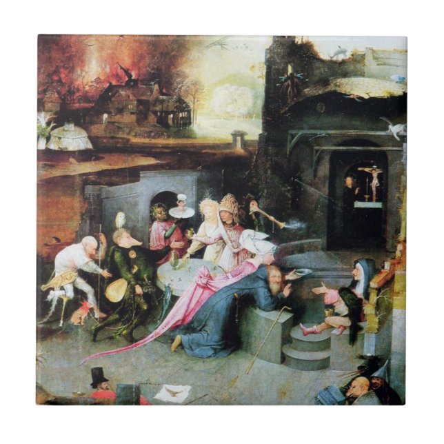 Temptation Of St Anthony By Hieronymus Bosch Tile (Front)