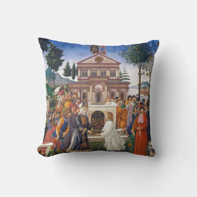 Temptations of Christ, Sandro Botticelli Throw Pillow (Front)