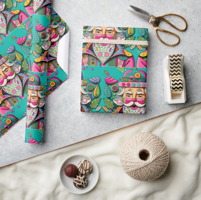 Tempting Hippie Santa Wrapping Paper (Crafts)
