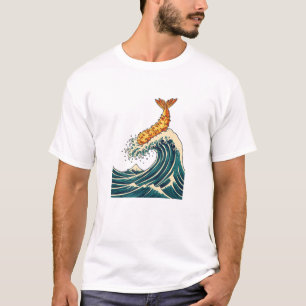 Tempura Shrimp Great Wave Japanese Art Parody T-Shirt