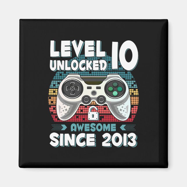 Ten 10yr Bday Son Boy Funny Gamer 10th 10 Year Old Magnet (Front)