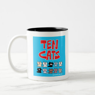 Ten Cats - all together now! Two-Tone Coffee Mug