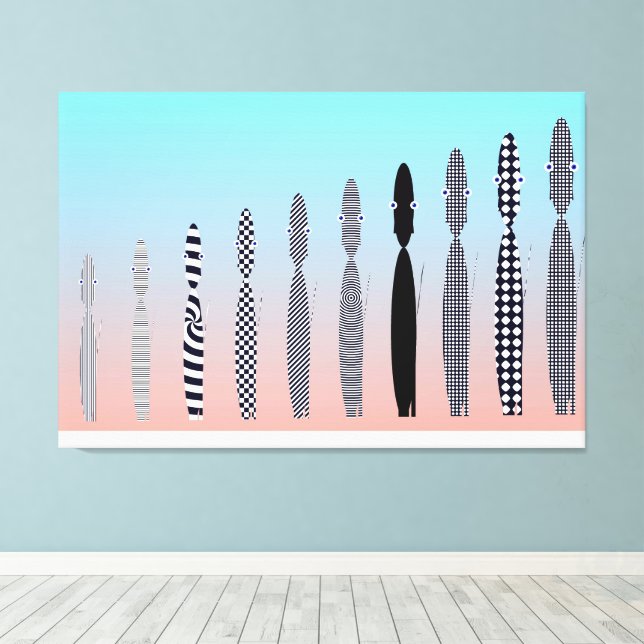 Ten Cat's Geometric Pattern Design  Canvas Print (Insitu(Wood Floor))