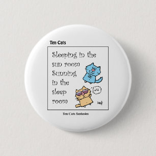 TEN CATS -Sunning 2 Inch Round Button