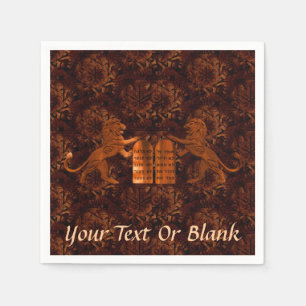 Ten Commandments and Lion Napkin