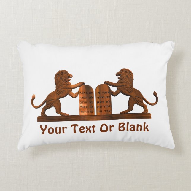 Ten Commandments and Lions Accent Pillow (Front)