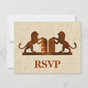 Ten Commandments and Lions Bar/Bat Mitxvah RSVP Card