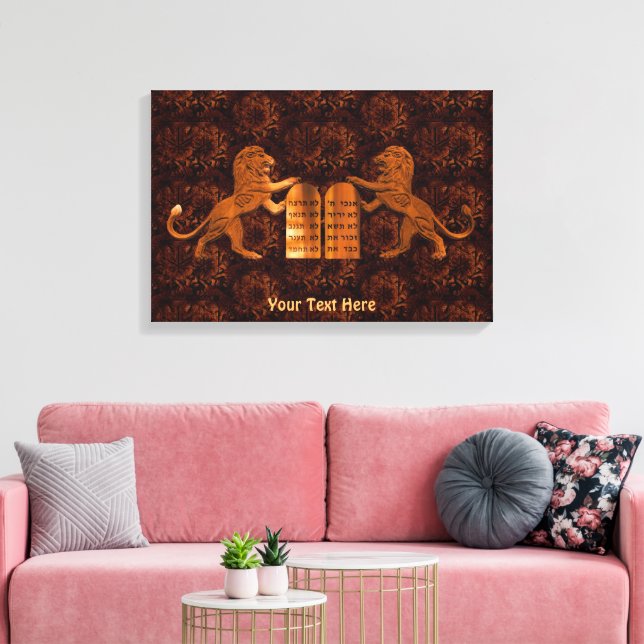 Ten Commandments and Lions Canvas Print (Insitu(LivingRoom))