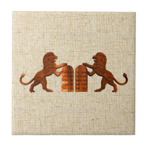 Ten Commandments and Lions Tile