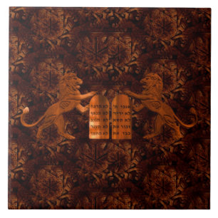Ten Commandments and Lions Tile