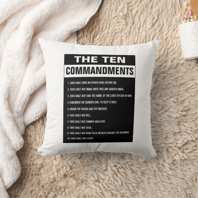 Ten Commandments Bible Verse Christian Religious Throw Pillow (Blanket)