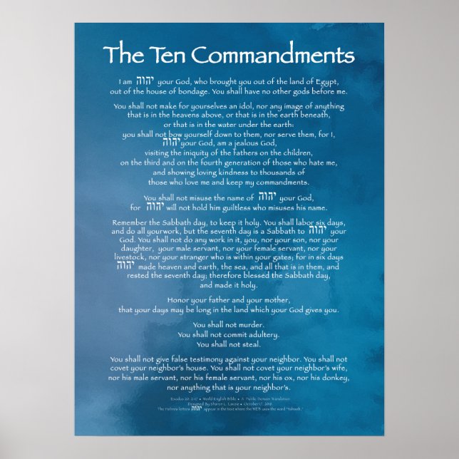 Ten Commandments Blue Poster (Front)