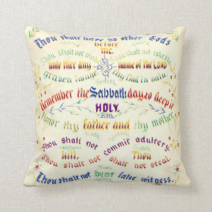 Ten Commandments Calligraphy 1889 Throw Pillow