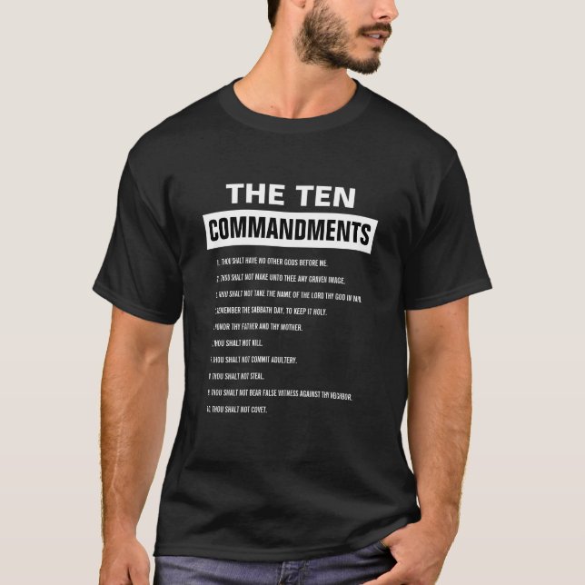 Ten Commandments Christian Religious Bible Verse T-Shirt (Front)