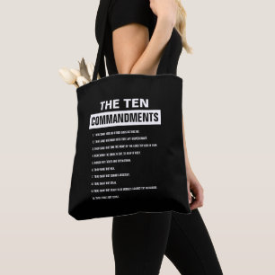Ten Commandments Christian Religious Bible Verse Tote Bag