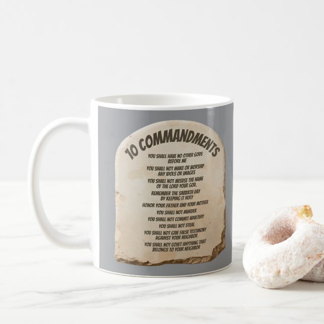 Ten Commandments Coffee Mug (With Donut)