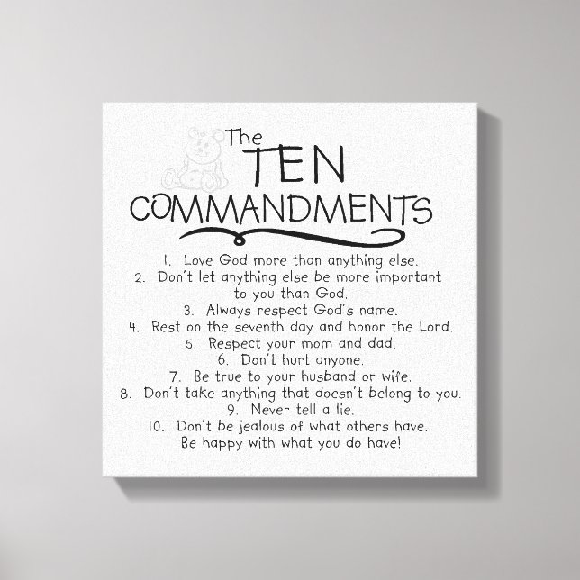 Ten Commandments for Kids Childrens Church Canvas Print (Front)