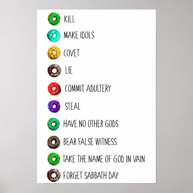 ten commandments funny list message humour religio poster (Front)