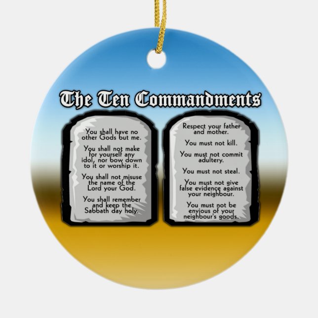 Ten Commandments of the Holy Bible, God's Law Ceramic Ornament (Front)