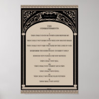 Ten Commandments on Parchment Art Deco Arch Scroll