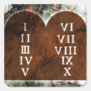 Ten Commandments Square Sticker