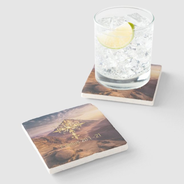 Ten Commandments Stone Coaster (Side)