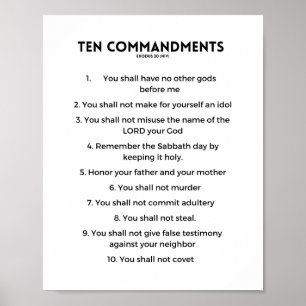 Ten Commandments White Background Poster