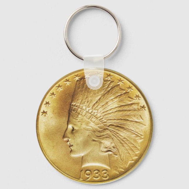 Ten Dollar Gold Indian Coin Keychain (Front)