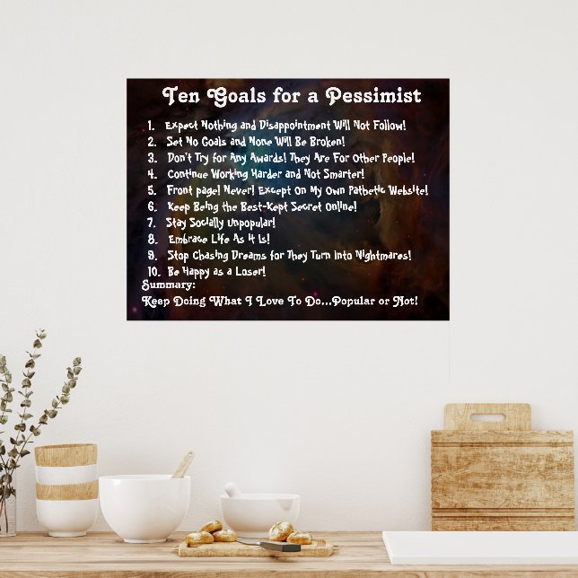 Ten Goals for a Pessimist Poster (Kitchen)