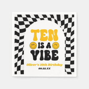 Ten Is A Vibe Retro Tenth 10th Birthday Party Napkin