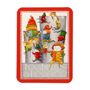 TEN LORDS A LEAPING 3x4 Flexible Magnet - Red