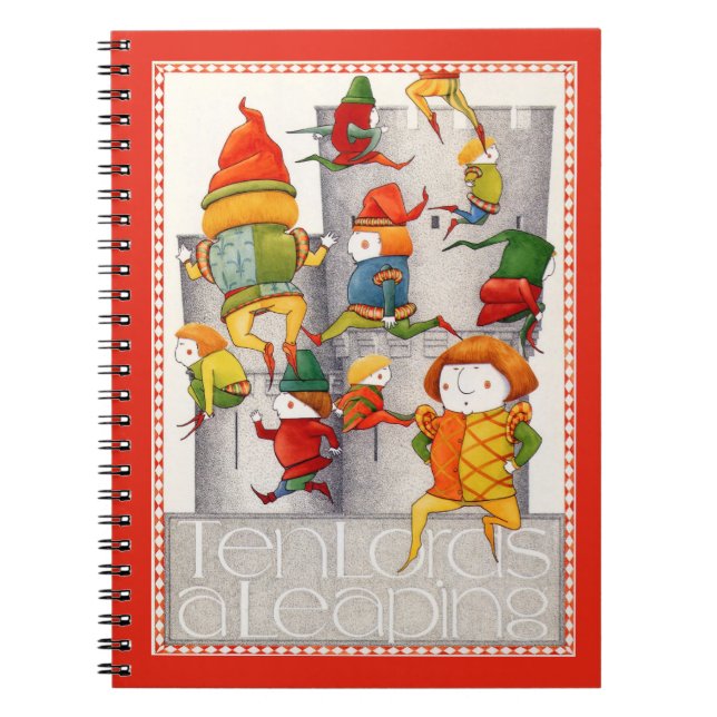 TEN LORDS A LEAPING 6.5x8.75 Spiral Notebook - Red (Front)