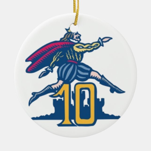 Ten Lords a-Leaping Ceramic Ornament (Front)