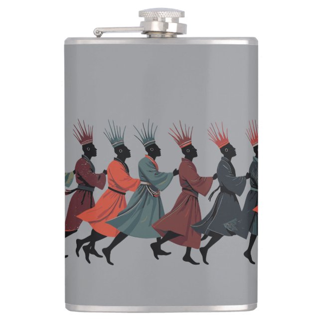 Ten Lords A Leaping Cut-Out Strencil-Style 1 Hip Flask (Front)