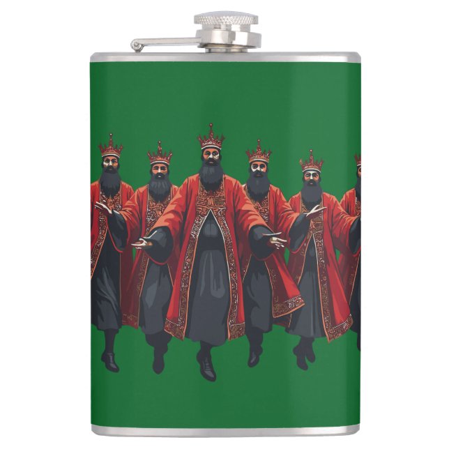 Ten Lords A Leaping Cut-Out Strencil-Style 6 Hip Flask (Front)