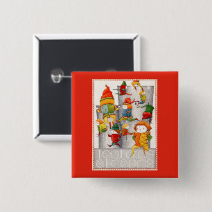TEN LORDS A LEAPING Square Pin Button - Red