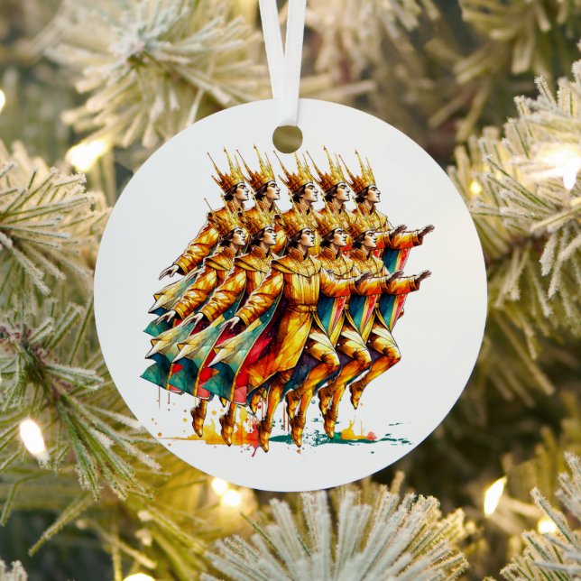 Ten Lords a-Leaping | Twelve Days of Christmas Metal Ornament (Insitu)