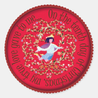 Ten lords aleaping classic round sticker