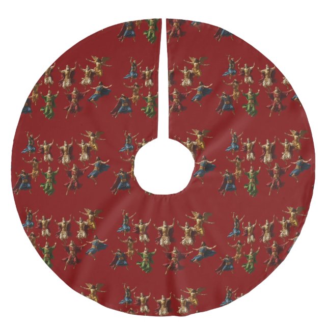 Ten Lords Leaping The Ten Commandments Vector  Brushed Polyester Tree Skirt (Front)
