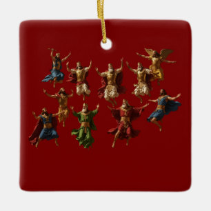 Ten Lords Leaping The Ten Commandments Vector  Ceramic Ornament