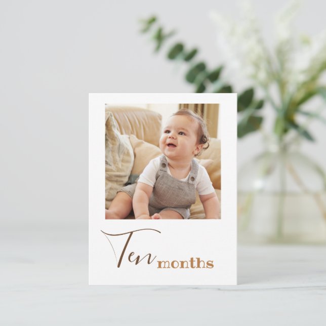 Ten Month Photo First Birthday Banner Card (Standing Front)